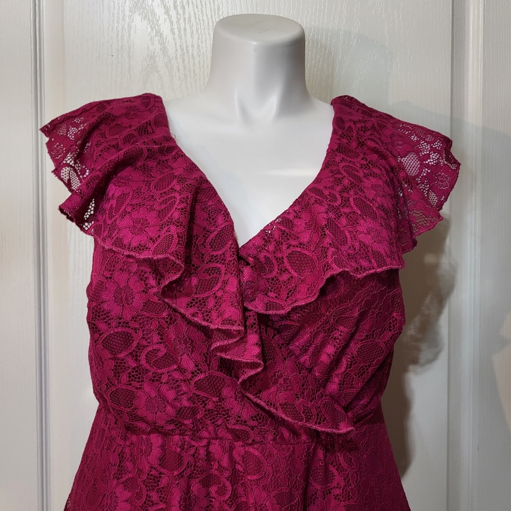 Torrid Pink Fuchsia Lace Knee-Lenght Dress - Picture 7 of 16